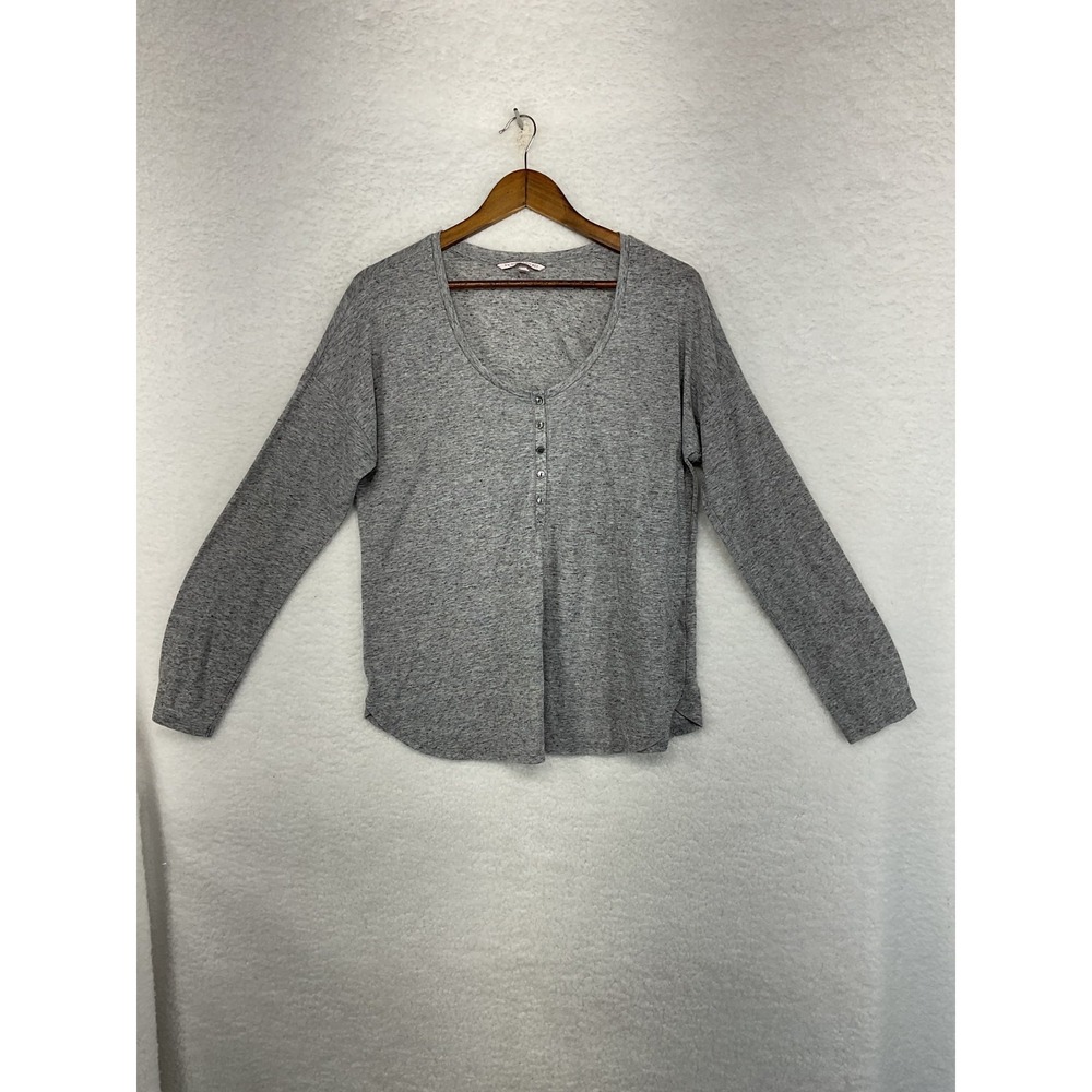 Victoria's Secret Henley Top Women's‎ Heather Grey Long Sleeve M